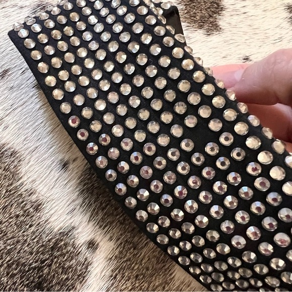 MESHKI NWT Black Rhinestone Justina Off The Shoulder Diamante Mini Dress Sz M - Picture 8 of 12